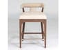 Global Views Leather Walnut Wood Ivory Marble Natural Counter Stool