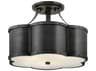Hinkley Chance 3-Light Blackened Brass Glass Geometric Semi Flush Mount