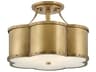 Hinkley Chance 3-Light Heritage Brass Glass Geometric Semi Flush Mount