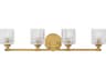 Hinkley Elle 4-Light Heritage Brass Glass Vanity Light