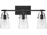 Hinkley Foster 3-Light Black Glass Vanity Light