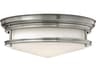 Hinkley Hadley 3-Light Antique Nickel Glass Drum Flush Mount