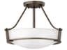 Hinkley Hathaway 3-Light Olde Bronze Glass Drum Semi Flush Mount