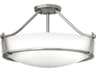 Hinkley Hathaway 4-Light Antique Nickel Glass Drum Semi Flush Mount