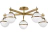 Hinkley Hollis 5-Light Heritage Brass Gold Glass LED Globe Semi Flush Mount