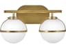 Hinkley Hollis 2-Light Heritage Brass Glass LED Vanity Light