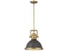 Hinkley Keating 1-Light Heritage Brass Aged Zinc Black Bell Pendant