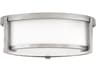 Hinkley Lowell 2-Light Antique Nickel Glass Drum Flush Mount