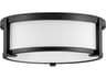 Hinkley Lowell 2-Light Black Glass Drum Flush Mount