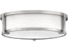 Hinkley Lowell 3-Light Antique Nickel Glass Drum Flush Mount