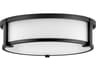 Hinkley Lowell 3-Light Black Glass Drum Flush Mount