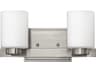 Hinkley Miley 2-Light Brushed Nickel Glass Vanity Light