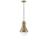 Hinkley Oliver 1-Light Bright Brass Glass Bell Dome Mini Pendant