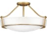 Hinkley Hathaway 4-Light Heritage Brass White Glass Drum Semi Flush Mount