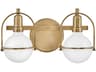 Hinkley Somerset 2-Light Heritage Brass Glass Vanity Light
