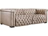 Hooker Furniture Savion Tufted Giovanni Taupe Beige Leather Sofa with Power Recliner and Headrest