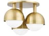 Hudson Valley Foster 3-Light Aged Brass Glass Semi Flush Mount
