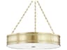 Hudson Valley Gaines 6-Light Aged Brass Glass LED Drum Pendant