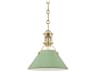 Hudson Valley Painted 1-Light Aged Brass Leaf Green Pendant