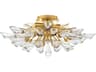 Hudson Valley Tulip 4-Light Gold Leaf Brass Crystal Linear Semi Flush Mount