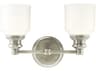 Hudson Valley Windham 2-Light Satin Nickel Off White Glass Vanity Light