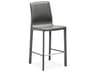 Interlude Home Leather Mountain Grey Brushed Steel Counter Stool