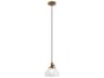 Kichler Avery 1-Light Natural Brass Glass Dome Round Mini Pendant