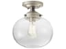 Kichler Avery 1-Light Brushed Nickel Glass Globe Round Semi Flush Mount
