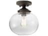 Kichler Avery 1-Light Olde Bronze Glass Globe Round Semi Flush Mount