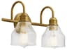 Kichler Avery 2-Light Natural Brass Glass Vanity Light