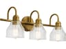 Kichler Avery 3-Light Natural Brass Glass Vanity Light