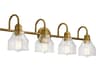 Kichler Avery 4-Light Natural Brass Glass Vanity Light