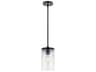 Kichler Crosby 1-Light Black Glass Cylinder Mini Pendant