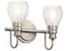 Kichler Greenbrier 2-Light Brushed Nickel Glass Vanity Light