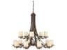 Kichler Hendrik 15-Light Olde Bronze Glass Cylinder Chandelier