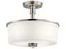 Kichler Joelson 3-Light Brushed Nickel Glass Drum Round Semi Flush Mount