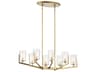 Kichler Nye 8-Light Brushed Natural Brass Glass Cylinder Island Pendant