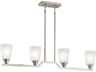 Kichler Skagos 4-Light Brushed Nickel Glass Bell Linear Island Pendant