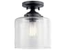 Kichler Winslow 1-Light Black Glass Cylinder Semi Flush Mount