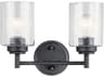Kichler Winslow 2-Light Black Glass Vanity Light