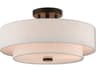 Livex Lighting Claremont 3-Light English Bronze Drum Round Semi Flush Mount