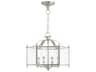 Livex Lighting Livingston 4-Light Brushed Nickel Glass Candelabra Lantern Chandelier