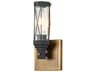 Lucas McKearn Abbey 1-Light Weathered Zinc Antique Brass Black Glass Wall Sconce