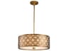 Lucas McKearn Arabella 3-Light Distressed Gold Glass Drum Geometric Pendant