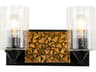 Lucas McKearn Bocage 2-Light Matte Black Antiqued Gold Leaf Glass Vanity Light
