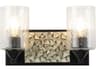 Lucas McKearn Bocage 2-Light Matte Black Antiqued Silver Leaf Glass Vanity Light