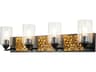Lucas McKearn Bocage 4-Light Matte Black Antiqued Gold Leaf Glass Vanity Light
