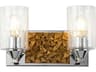 Lucas McKearn Bocage 2-Light Polished Chrome Antiqued Gold Leaf Glass Vanity Light