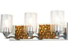 Lucas McKearn Bocage 3-Light Polished Chrome Antiqued Gold Leaf Glass Vanity Light