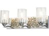 Lucas McKearn Bocage 3-Light Polished Chrome Antiqued Silver Leaf Glass Vanity Light